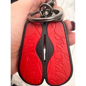 Christian Louboutin Black & Red Loubipool Key Chain Key Ring Bag Charm